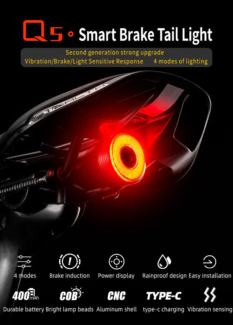 ROCKBROS Bicycle Smart Brake & Tail Light Q5 - Image 9
