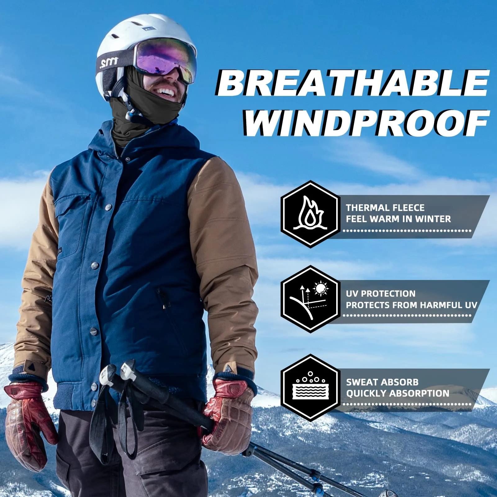 ROCKBROS Cold Weather Windproof Thermal Winter Balaclava Ski Mask Neck Warmer Hood - Image 11