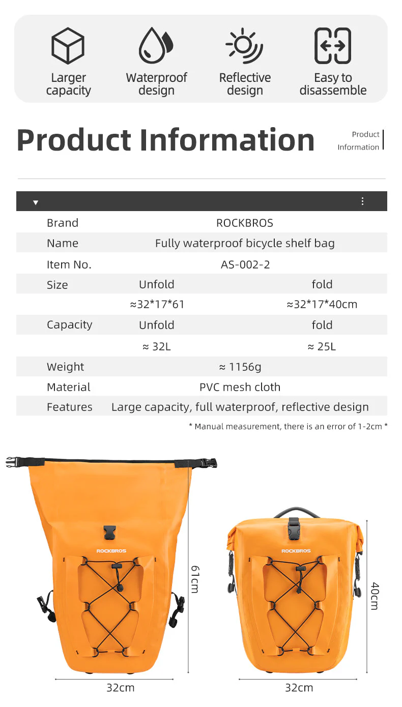 ROCKBROS Deluxe Large Capacity Bicycle Saddlebag in Various Colours - Image 9